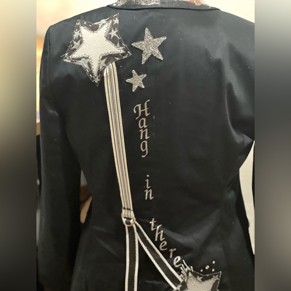 Black blazer with star in denim and fabric - Picture 3 of 10